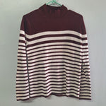 Studio Works Striped Sweater Soft Bergundy Red Womens Large