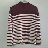 Studio Works Striped Sweater Soft Bergundy Red Womens Large