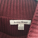 Studio Works Striped Sweater Soft Bergundy Red Womens Large