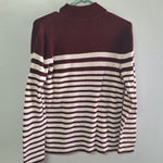 Studio Works Striped Sweater Soft Bergundy Red Womens Large