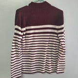 Studio Works Striped Sweater Soft Bergundy Red Womens Large