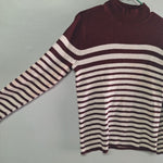 Studio Works Striped Sweater Soft Bergundy Red Womens Large