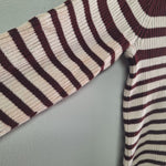 Studio Works Striped Sweater Soft Bergundy Red Womens Large