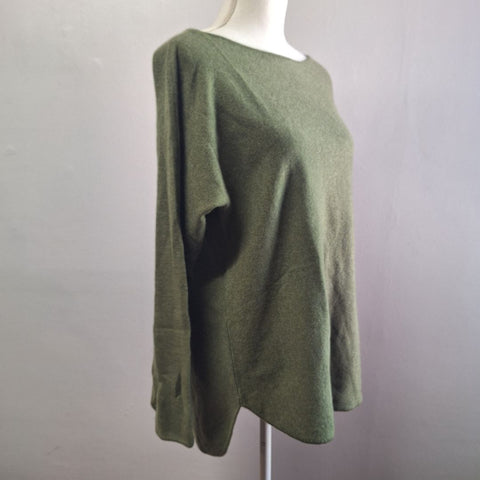 Charter Club Luxury Cashmere Sweater Top Green Soft Tags Womens Large High End
