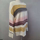 Wanna B Knit Sweater Stripes Pink Long Sleeve Warm Cozy Womens Medium Oversized