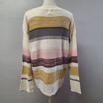 Wanna B Knit Sweater Stripes Pink Long Sleeve Warm Cozy Womens Medium Oversized