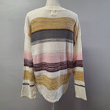 Wanna B Knit Sweater Stripes Pink Long Sleeve Warm Cozy Womens Medium Oversized