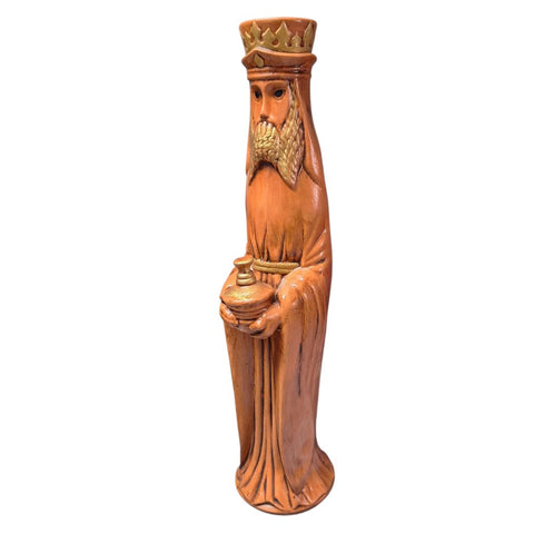 Wiseman King Figurine Statue Orange Gold Nativity Religious 13 Inch Gift Offering