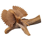 Hummingbird Wooden Fan Art 1989 Lightweight Rustic Cabin Delicate Signed Carved