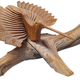 Hummingbird Wooden Fan Art 1989 Lightweight Rustic Cabin Delicate Signed Carved
