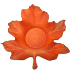 Party Lite Leaf Candle Holder Fall Leaves Oak Maple Red Ceramic 7 Inch Autumn