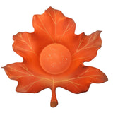 Party Lite Leaf Candle Holder Fall Leaves Oak Maple Red Ceramic 7 Inch Autumn