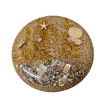 Beach Trivet Sand Starfish Seaweed Acrylic Abalone Mother of Pearl Ocean Nautical