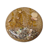 Beach Trivet Sand Starfish Seaweed Acrylic Abalone Mother of Pearl Ocean Nautical