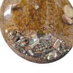 Beach Trivet Sand Starfish Seaweed Acrylic Abalone Mother of Pearl Ocean Nautical