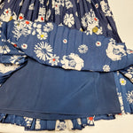 Jason Wu Skirt Pleated Daisy Flowers Blue Womens 8 Zip Side Knee Length