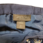 Jason Wu Skirt Pleated Daisy Flowers Blue Womens 8 Zip Side Knee Length