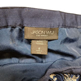 Jason Wu Skirt Pleated Daisy Flowers Blue Womens 8 Zip Side Knee Length