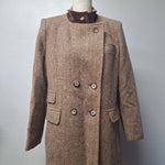 Mackintosh Montello Wool Jacket Brown Coat Buttons Vintage Womens Size 12