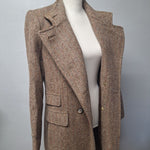 Mackintosh Montello Wool Jacket Brown Coat Buttons Vintage Womens Size 12
