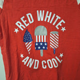 Red White Cool Tee Shirt Girls 16 Fourth of July Independence Day Popsicle Stars