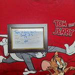 Tom and Jerry Sweatshirt Crewneck Red Womens Junior Small 3 5 Cat Mouse Cartoon