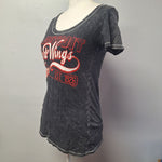NHL Detroit Red Wings Tee Shirt Gray Womans Small Hockey Michigan Fan Round Neck