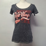 NHL Detroit Red Wings Tee Shirt Gray Womans Small Hockey Michigan Fan Round Neck