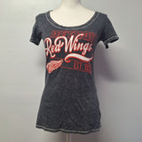 NHL Detroit Red Wings Tee Shirt Gray Womans Small Hockey Michigan Fan Round Neck