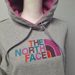 The NorthFace Hoodie Gray Pink Womens Large Warm Fall Pouch Pocket