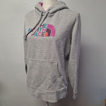 The NorthFace Hoodie Gray Pink Womens Large Warm Fall Pouch Pocket