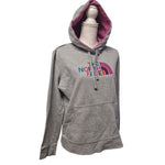 The NorthFace Hoodie Gray Pink Womens Large Warm Fall Pouch Pocket