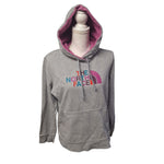 The NorthFace Hoodie Gray Pink Womens Large Warm Fall Pouch Pocket