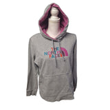 The NorthFace Hoodie Gray Pink Womens Large Warm Fall Pouch Pocket