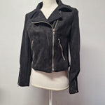 Reverof Jacket Zippers Black Faux Suade Soft Womens Medium Pockets Biker Vibes