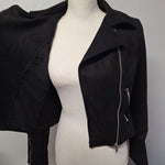 Reverof Jacket Zippers Black Faux Suade Soft Womens Medium Pockets Biker Vibes