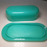 Tupperware Green Butter Dish Lid 1 Stick Capacity 5080A Plastic Teal Small Round