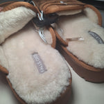 Falls Creek Platform Slippers Lined Brown Faux Fur Womens Large 8 9 Winter Warm