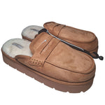 Falls Creek Platform Slippers Lined Brown Faux Fur Womens Large 8 9 Winter Warm