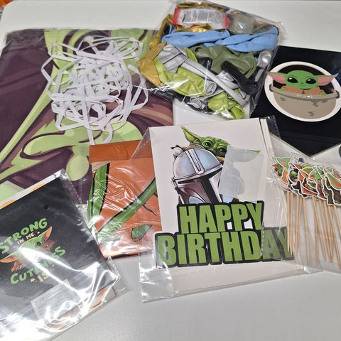 Yoda Birthday Party Supplies Force Be With You Grogu Green Banner Cupcake Topper