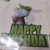 Yoda Birthday Party Supplies Force Be With You Grogu Green Banner Cupcake Topper