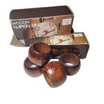 Wooden Napkin Rings Vintage 12 Pieces Round Smooth Rustic Cabin 1980s No 8404