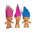 Vintage Troll Dolls Small Short Set of 3 Pink Blue Hair Russ Berrie 80s 90s Toy