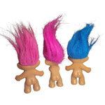 Vintage Troll Dolls Small Short Set of 3 Pink Blue Hair Russ Berrie 80s 90s Toy