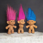 Vintage Troll Dolls Small Short Set of 3 Pink Blue Hair Russ Berrie 80s 90s Toy