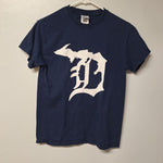 Detroit Tigers Michigan Tee Shirt Blue White Gildan Mens Small Baseball Pride