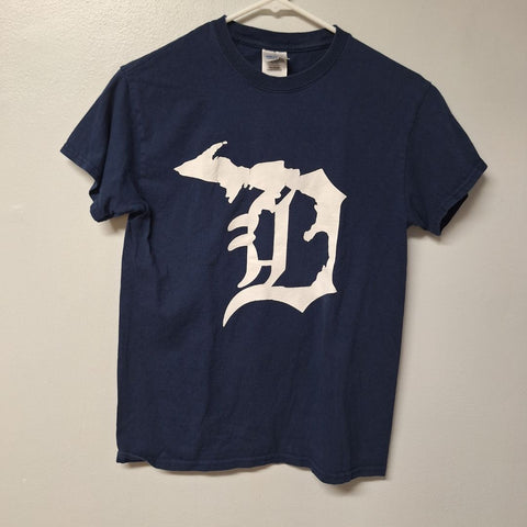 Detroit Tigers Michigan Tee Shirt Blue White Gildan Mens Small Baseball Pride