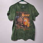 The Mountain Beer Answer Shirt Short Sleeve Mens Large Green USA India Made