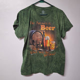 The Mountain Beer Answer Shirt Short Sleeve Mens Large Green USA India Made