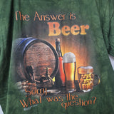 The Mountain Beer Answer Shirt Short Sleeve Mens Large Green USA India Made